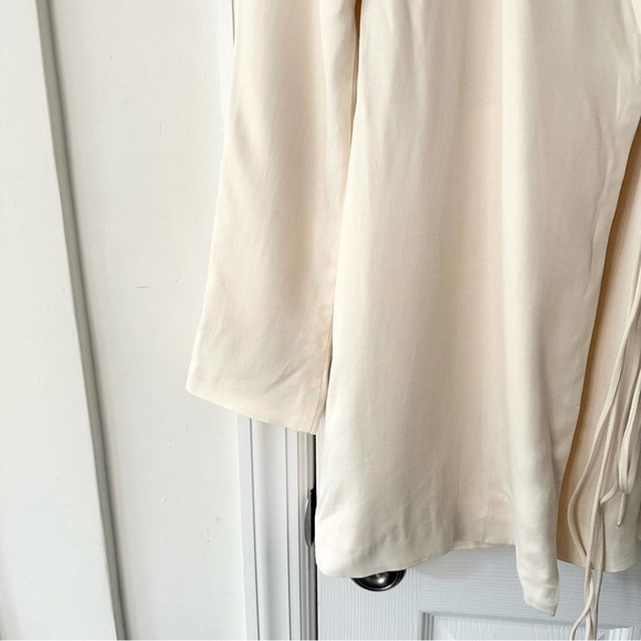 Zara Cream Beige Satin Effect True Wrap Long Sleeve Blazer Mini Dress Small - Picture 10 of 16